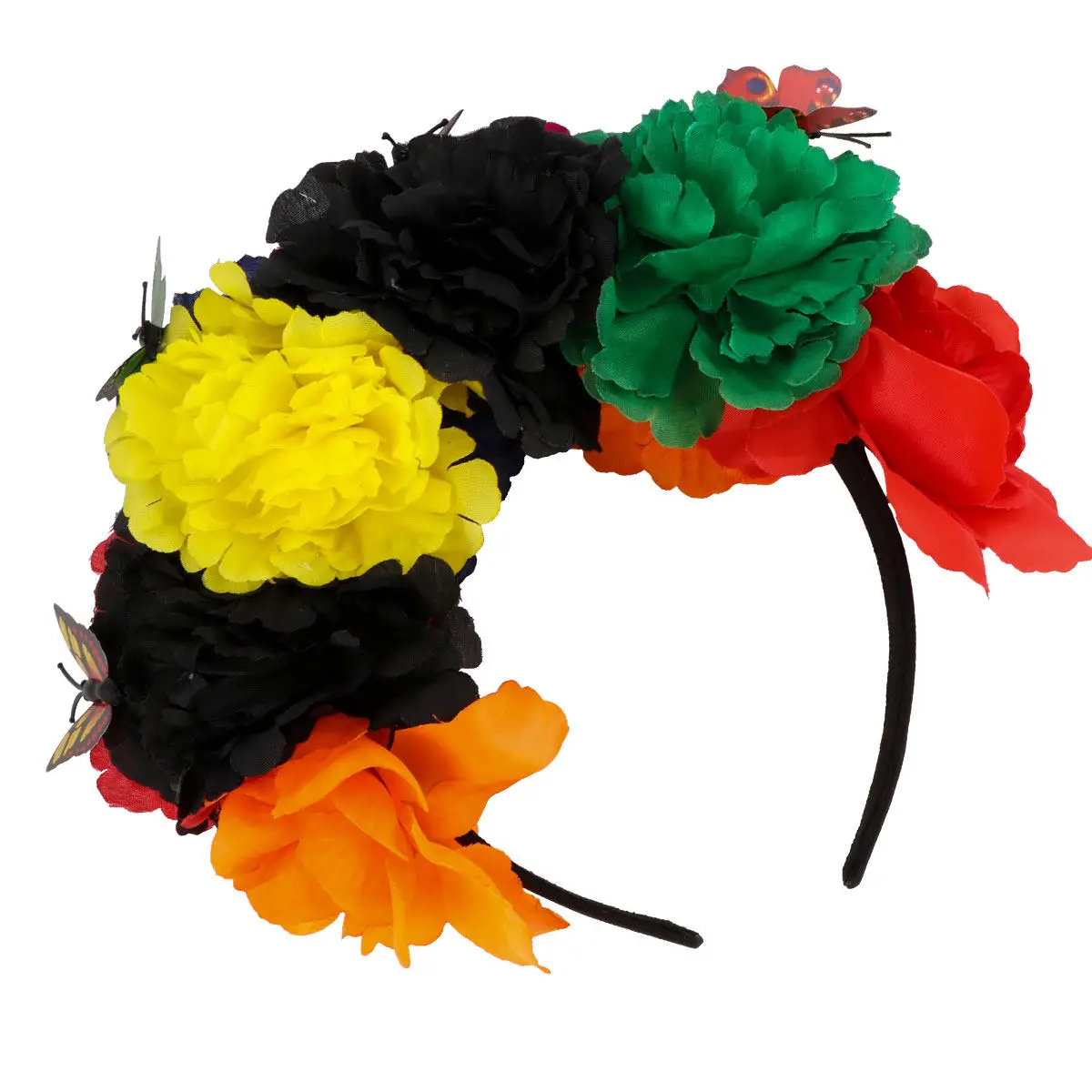 Rose Flower Crown Headband Women Halloween Hair Band Fabric Flower Headdress Party Costume Ornament Classical Fancy Hair Hoop