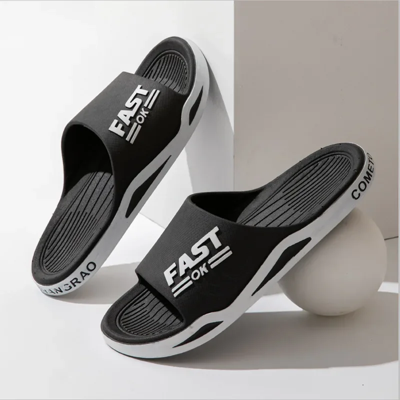 2026 New Men Slippers Fashion Soft Sole Men Flip Flops Outdoor Sporty Style Open Toe Sandals Man Home Bathroom Slippers Big Size