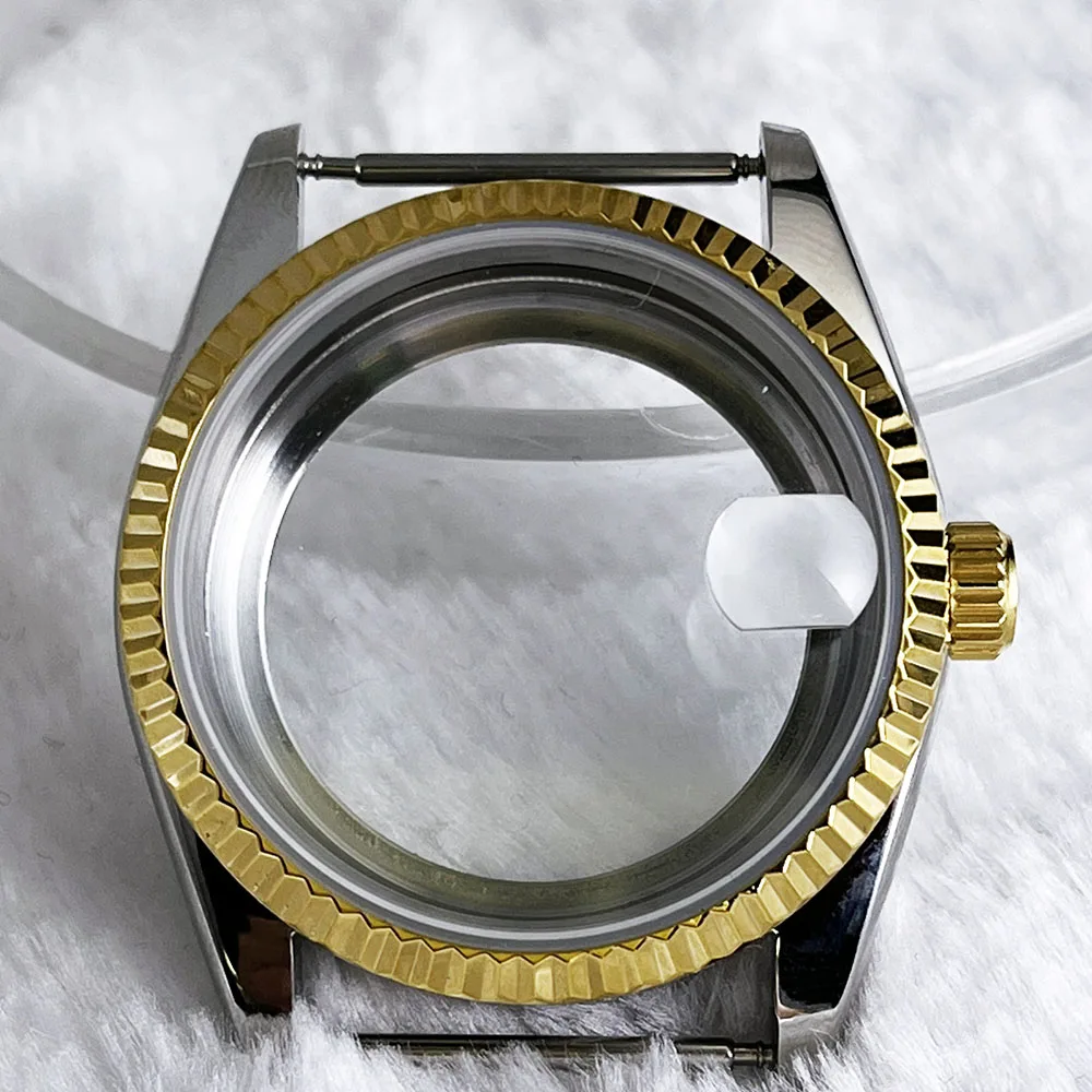 

36MM bezel steel case, NH35 gold accessory transparent back cover, suitable for NH35 movement and NH36 movement 20MM strap