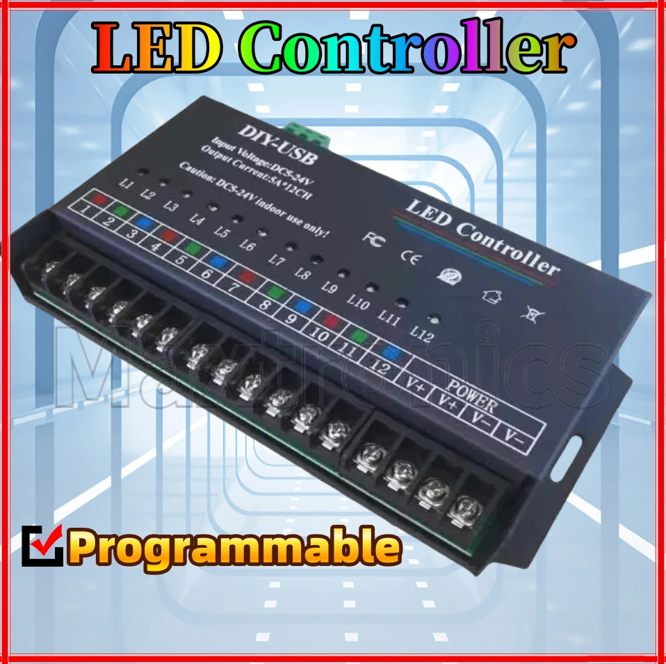USB DIY LED Light Programmable Controller Dimmer 60A For Single Color LED Strip/Modules 12 Way or  4 Way RGB Magic Color Strip