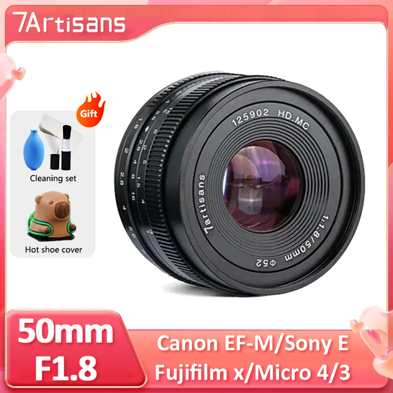 

7artisans 50mm F1.8 APS-C Large Aperture Manual Lens for Sony E Fuji X M43 a6300 a6600 xt30 xt5 em10 a7c