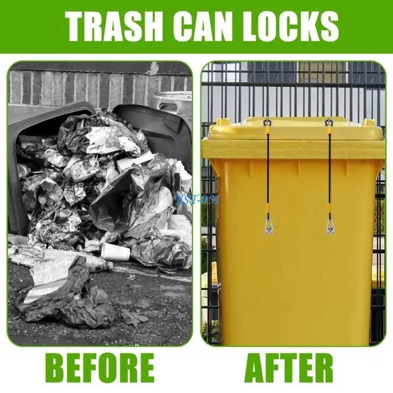 E15A Pack of 2 Universal Garbage Can Lid lock Secure Outdoor Dustbins From Animals