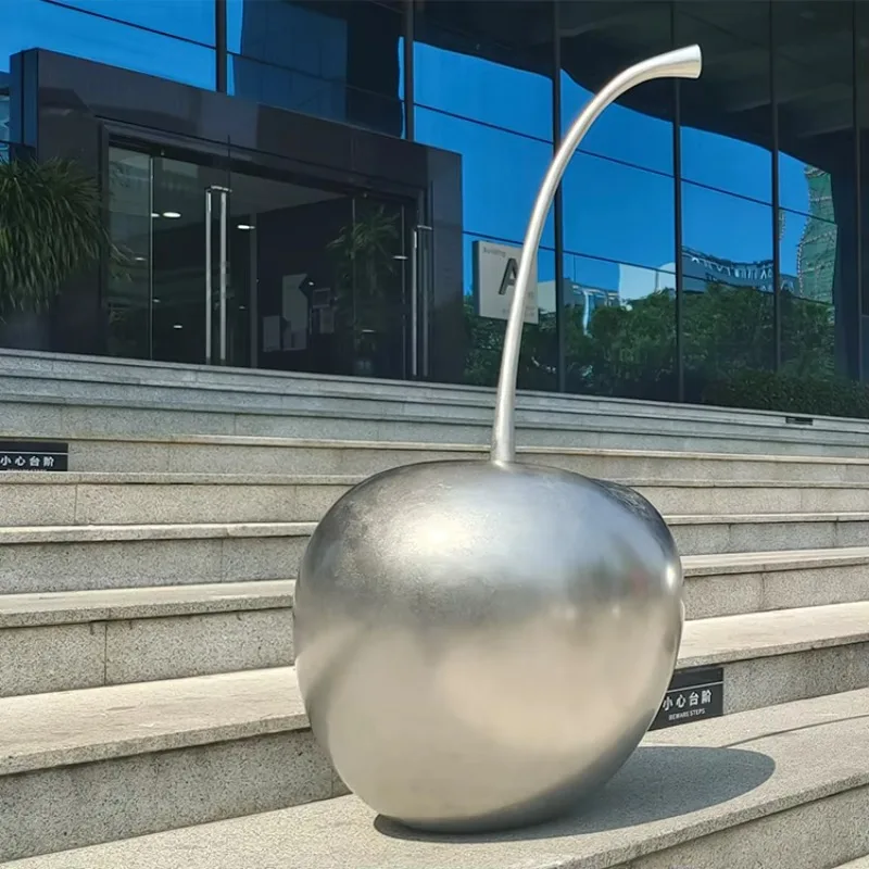 Modern Outdoor Garden Decoration Customizable Stainless Steel Metal Crafts Sphere Cherry Sculpture Factory Die Cutting Printing