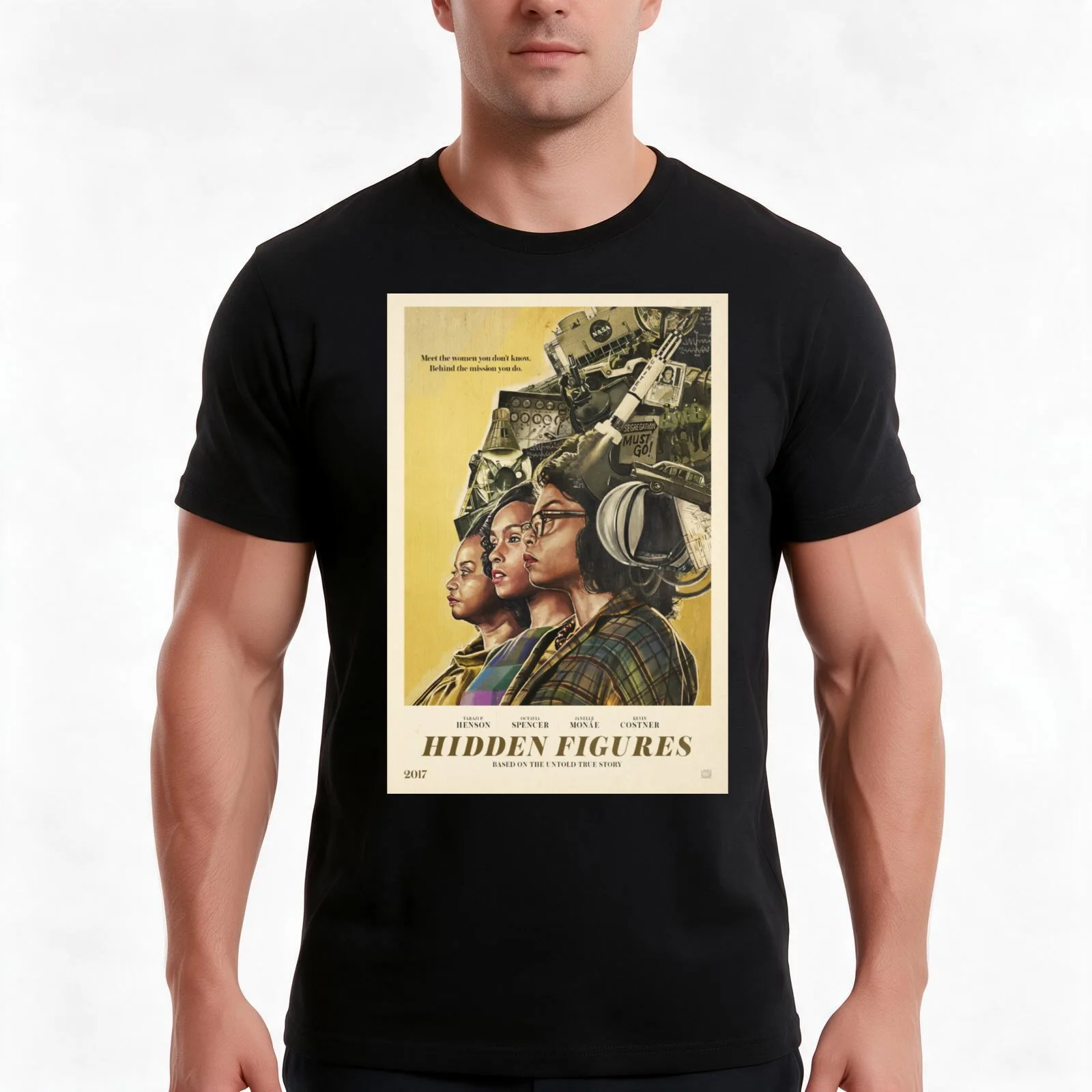 Hidden Figures T-Shirt, Summer Casual Cotton Tee, Oversized Streetwear Tops, Vintage Graphic Print, Loose Fit Short Sleeve