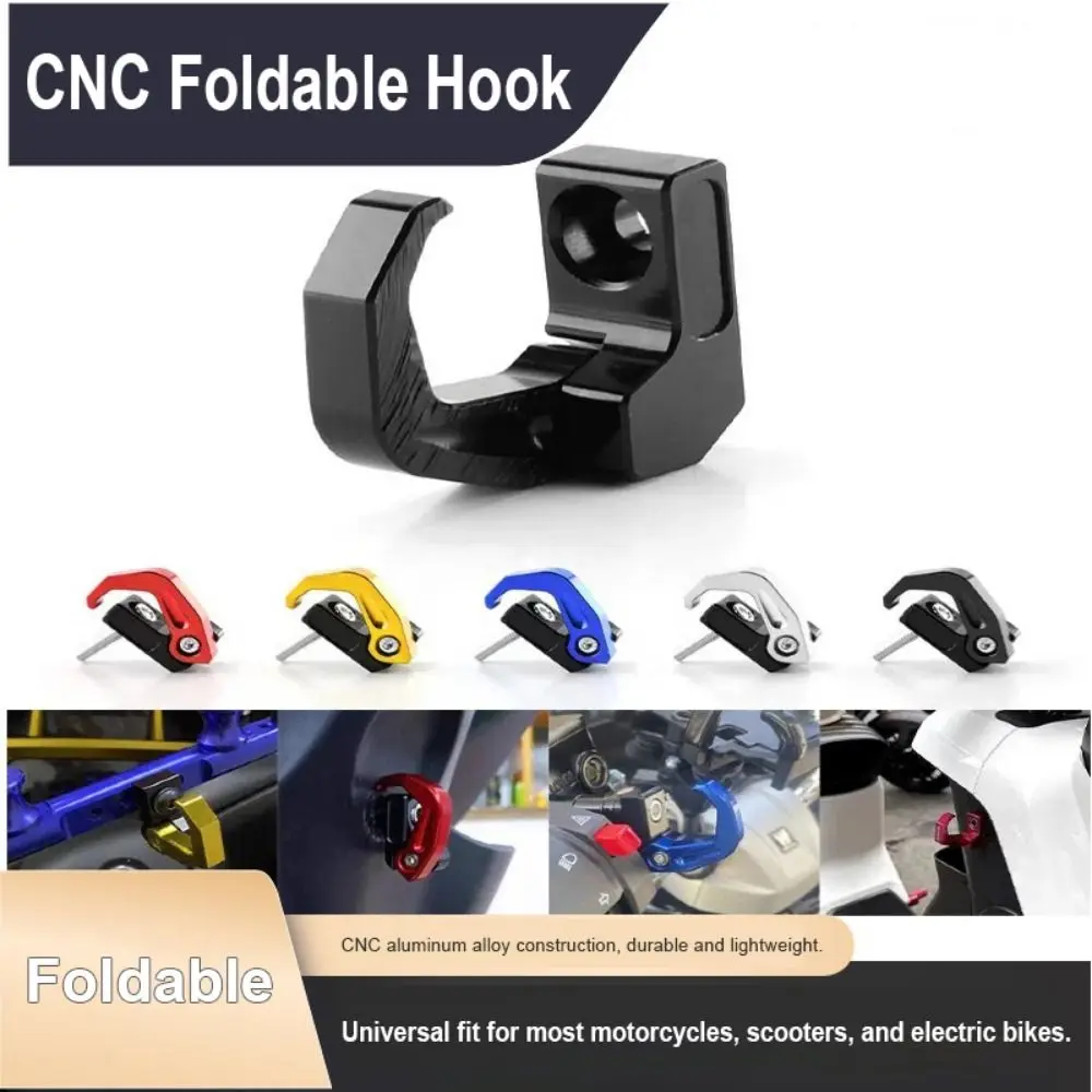 Sturdy Aluminum Alloy CNC Foldable Hook Universal Mount High Load-bearing Motorcycle Handlebar Hook Helmet Holder Scooters