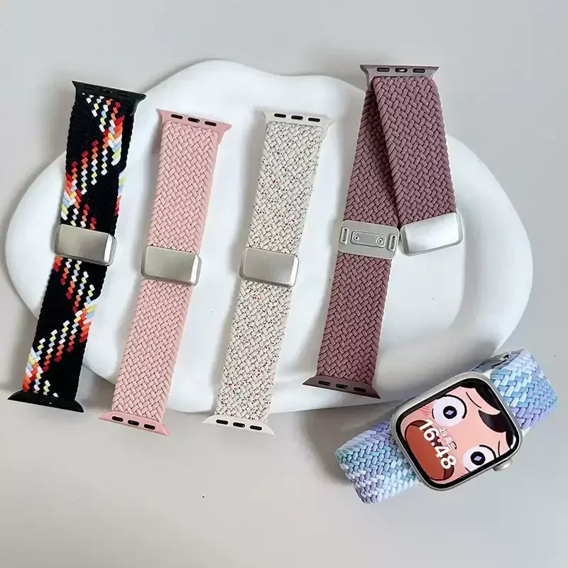 Nylon Band For Apple Watch Strap 44/46mm 45mm 42mm magnetic buckle Bracelet iWatch series se 12 11 10 7 5 6 8 9 Ultra 4 3 49mm
