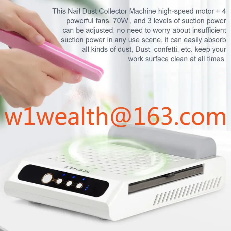 Strong Suction Wireless Nail Dust Vacuum Cleaner Rechargeable Nail Table Dust Collector with Handpillow