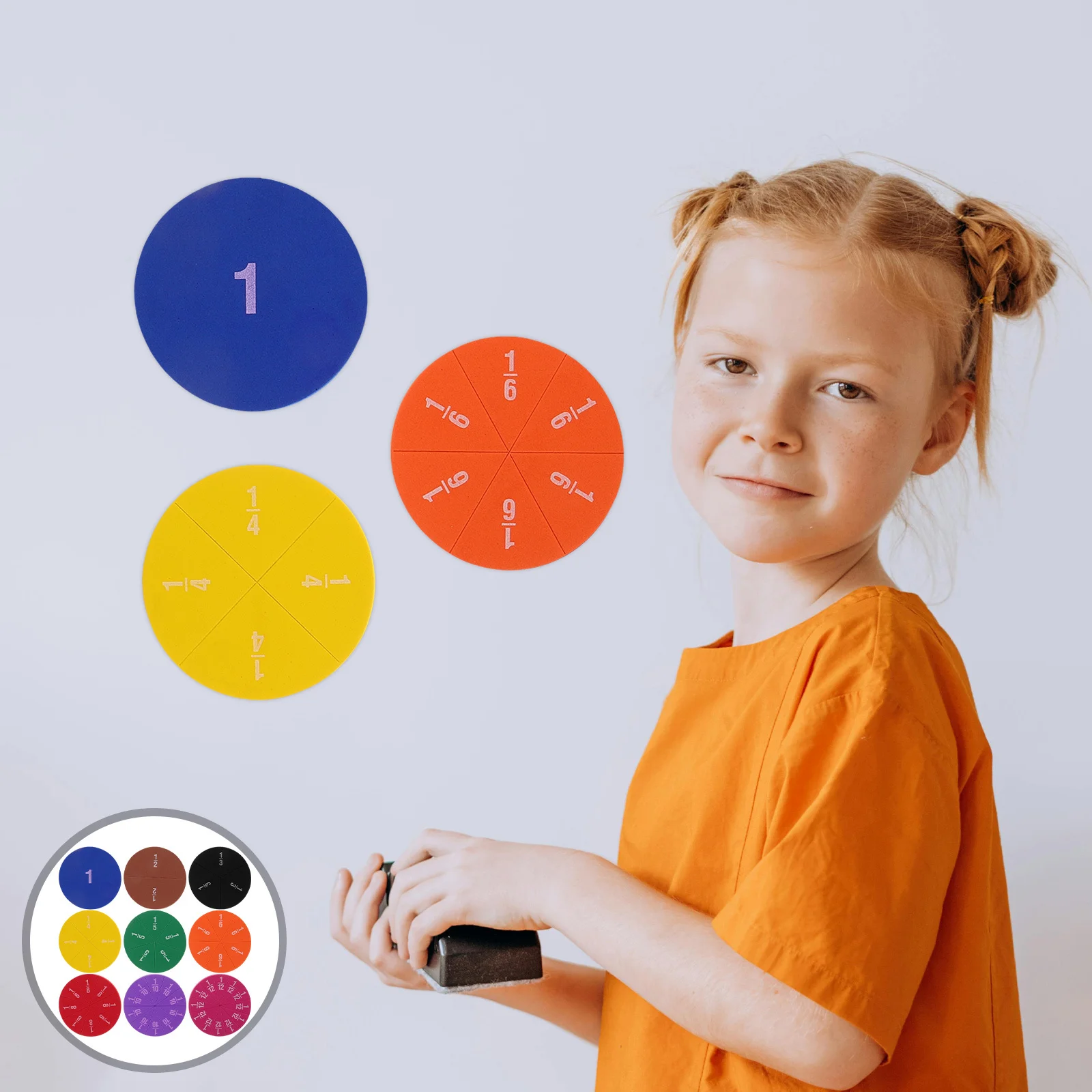 1Set Fraction Circles Colorful Magnetic Teaching Aid for Students Classroom Learning Educational Fraction Tray
