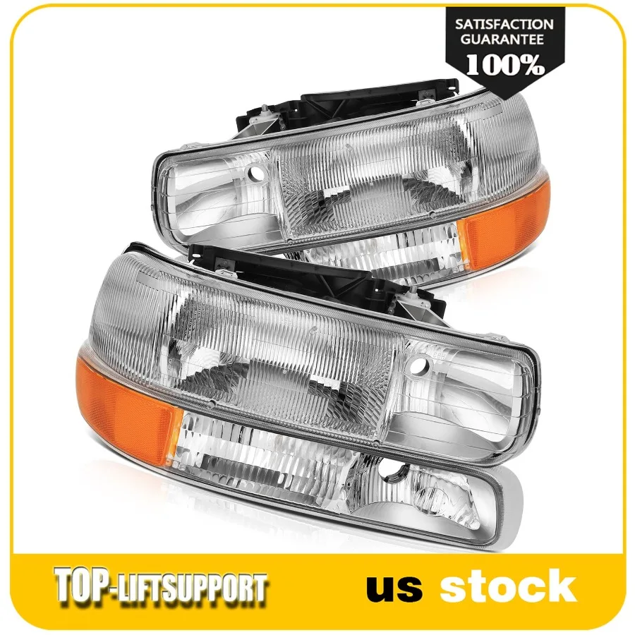 

Headlights Assembly For 99-02 Chevy Silverado/00-06 Suburban Tahoe One Pair Set