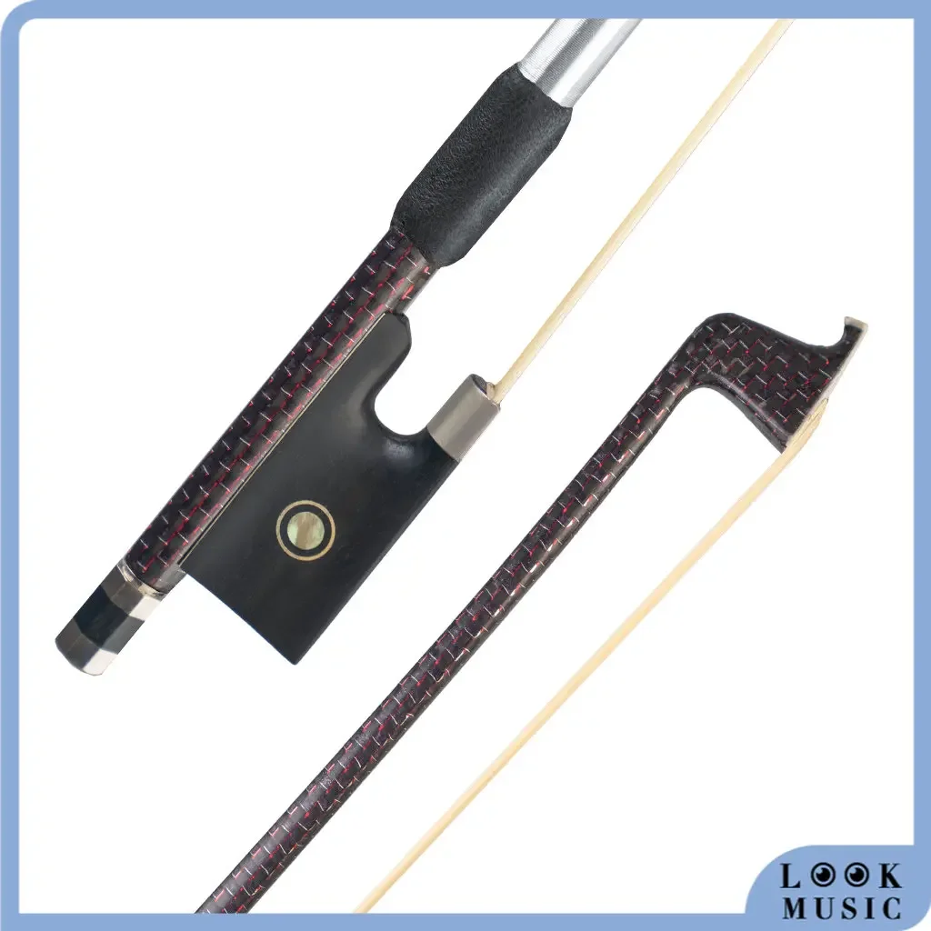 LOOK Master Red Silk Braided Carbon Fiber Violin Bow 4/4 White Mongolia Horsehair Ebony Frog Durable And Fast Response