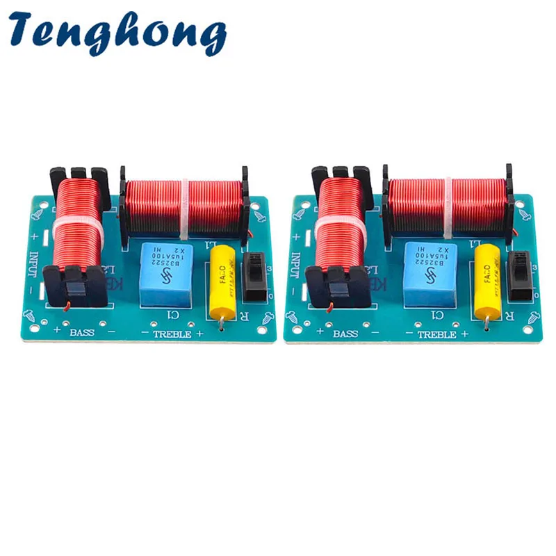 Tenghong 2pcs 2 Way Audio Crossover Board HIFI Bass Treble Speaker Frequency Divider For Home Theater Sound Quality Booster DIY