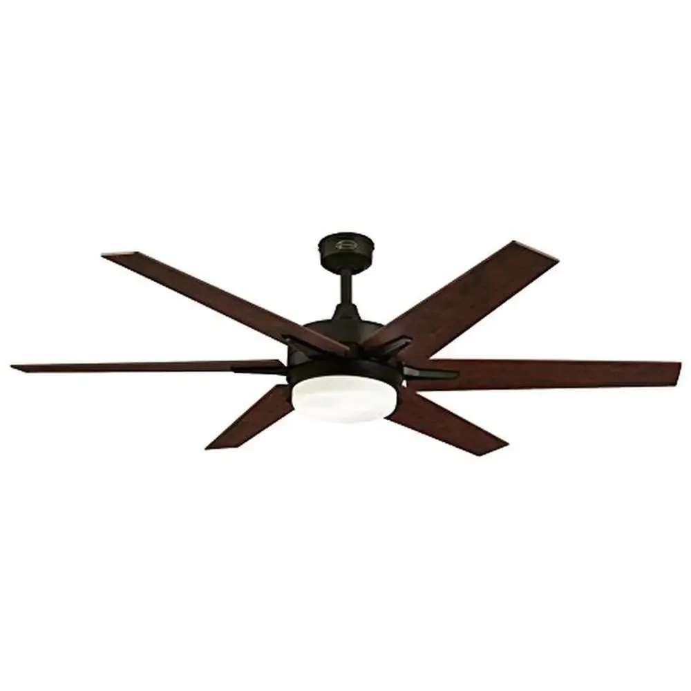 60-Inch Black-Bronze Ceiling Fan with Dimmable LED Light Kit Remote Control Off-Center Blades Energy-Efficient T7 Bulbs Opal