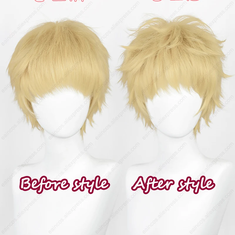 Anime Kei Tsukishima parrucca Cosplay Tsukishima Kei 26cm parrucche corte dorate leggere capelli sintetici resistenti al calore