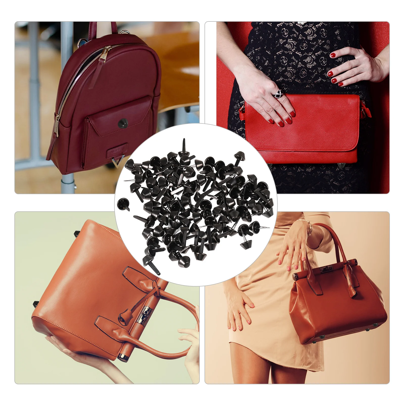 

100Pcs Two Prongs Bag Bottom Nailheads Bucket Shape Craft DIY Purse Feet Studs Bag Rivets DIY Purse Feet Studs