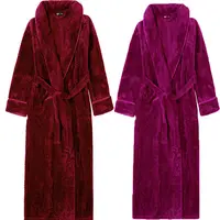 Bata larga de franela para mujer, camisón grueso y cálido, ropa de dormir suelta e informal, vestido de Casa de lana de Coral, ropa de salón, Otoño e Invierno