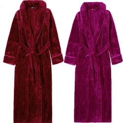 Autumn Winter Flannel Women Long Robe Nightgown Thicken Warm Bathrobe Sleepwear Loose Casual Coral Fleece Home Dress Lounge Wear