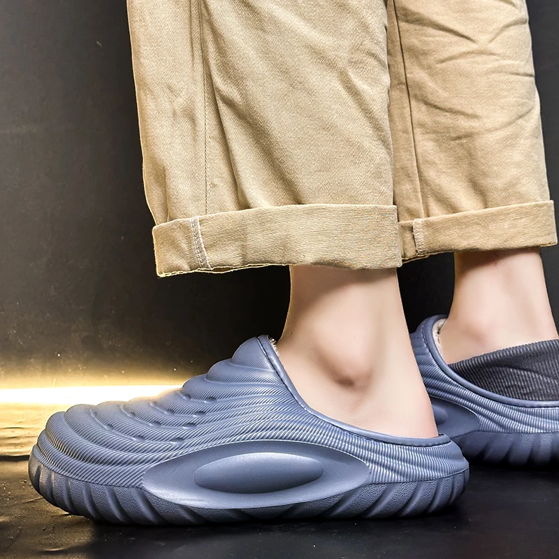 رجل القطن قباقيب الشتاء الدافئة نعال قماش للرجال مكافحة زلق مقاوم للماء منزل الشرائح عادية الانزلاق على أحذية قطنية للرجل #6