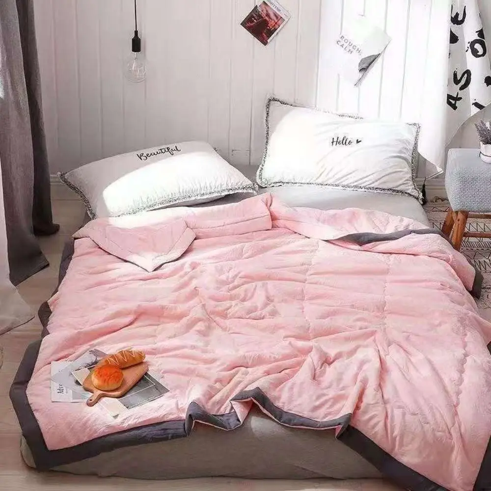 Double Sided Cooling Blanket Cold Effect Skin-Friendly Conditioning Quilt Breathable Solid Color Cooler Quilt Summer Cold Effect