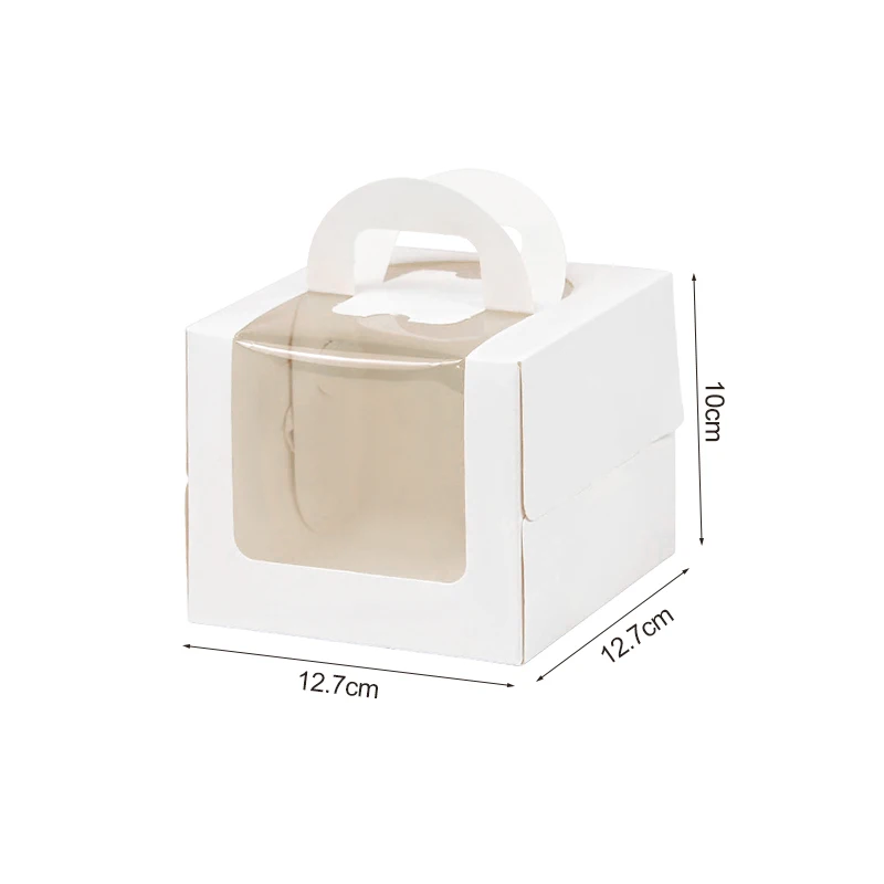 10 stuks taartdoos met helder venster papier geschenkverpakking bruiloft verjaardagsfeestje muffin taart container babyshower benodigdheden
