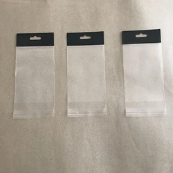100pcs Transparent Plastic Bags with Hole Black Tops fit DIY Handmade Earring Necklace Jewelry Packaging Display Suppliers