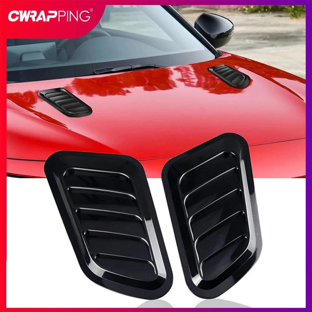 2PCS Car Hood Tuning Decoration Stickers Universal Air Intake Auto Hood Scoop Bonnet Vent Cover Carbon Fiber Decoration Styling