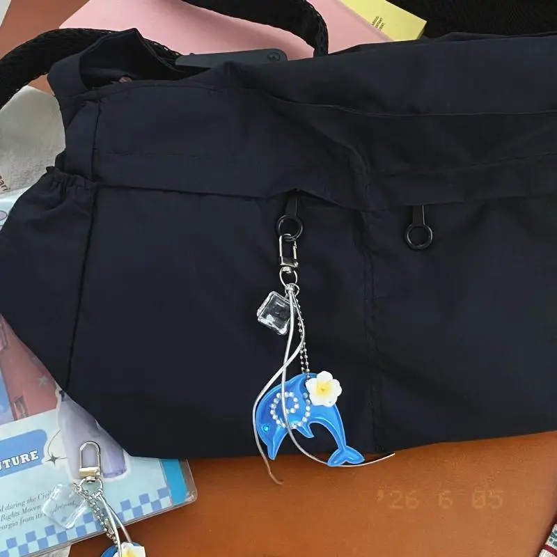 Niedlicher Y2K-Delfin-Schlüsselanhänger im koreanischen Stil, Vintage-Cartoon-Delfin-Anhänger, Handyband für Tasche, Geldbörse, Rucksack-Dekoration – Detail 7