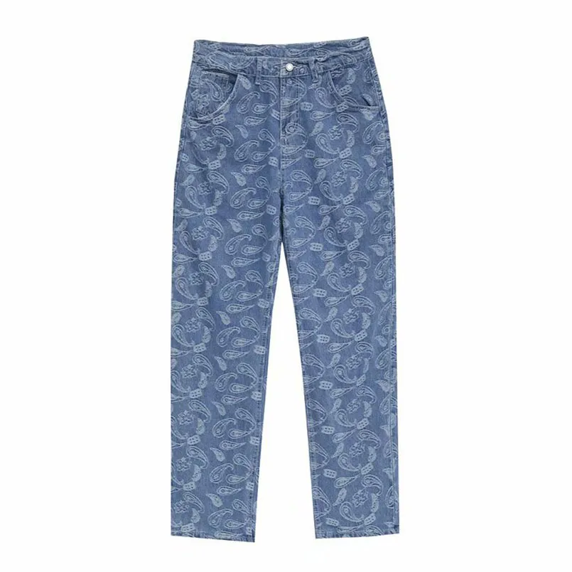 

Heavy Men's Bandana Embroidered Baggy Jeans Oversize Pants Paisley Wide Leg Denim Trousers Hiphop Spring 2025 Z1