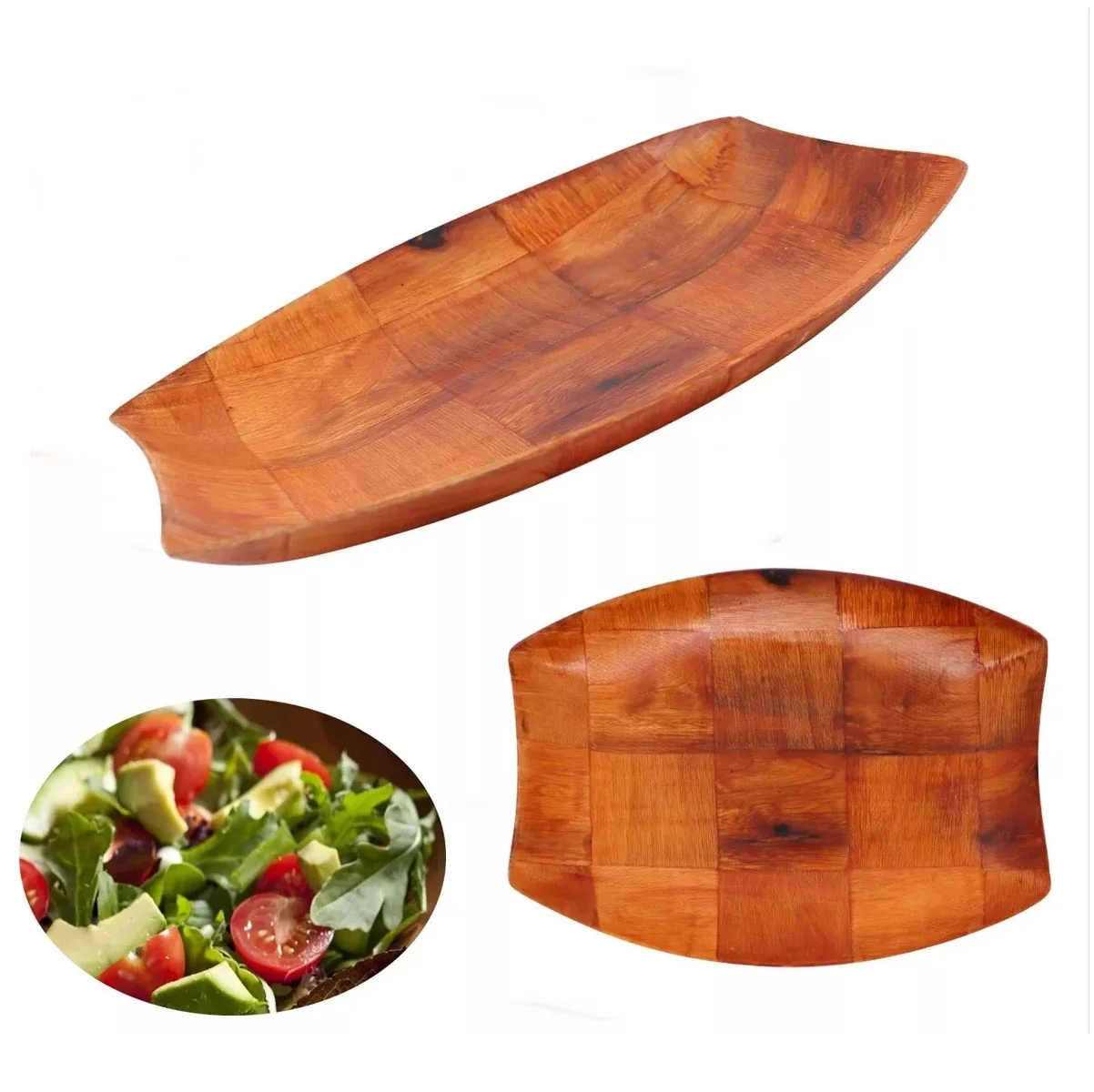 2 Platter Tray Wooden Petiser To Serve 23,5cm