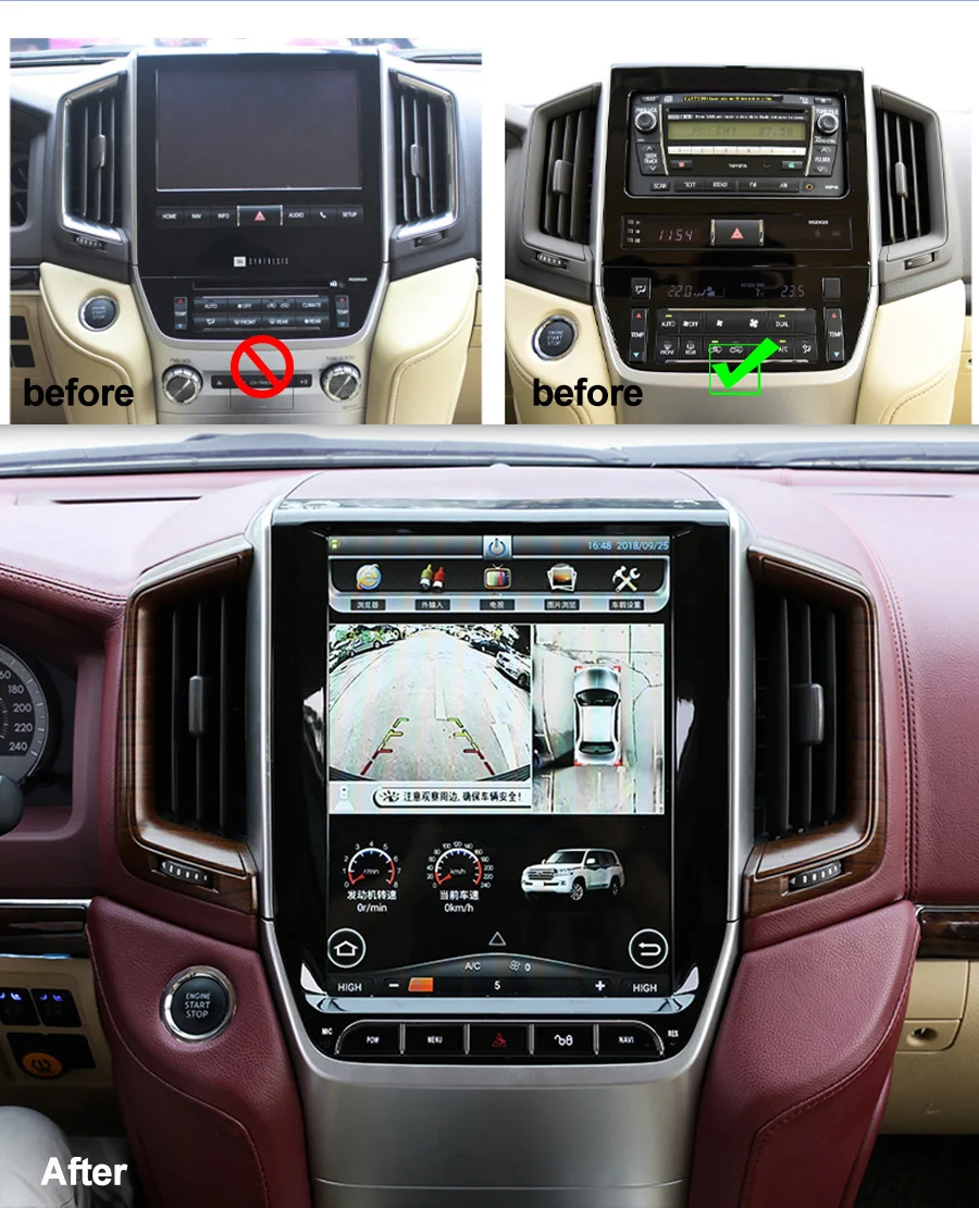 12.1” Carplay Android 14 For Toyota Land Cruiser LC200 2016 - 2021 Auto Stereo Car GPS Navigation Multimedia Player Car Radio