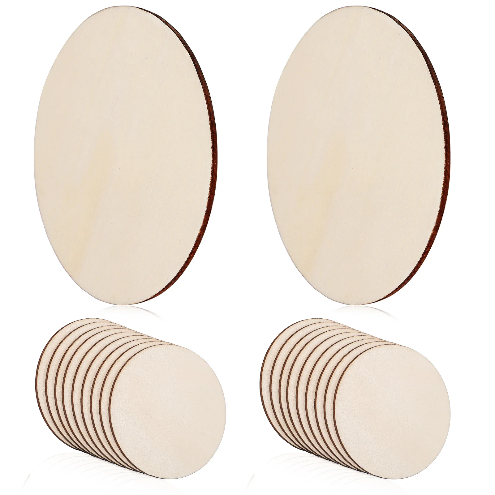 20 Pcs Handmade Materials Wood Discs For Crafts Wooden Circle Ornaments Plate Rounds Poplar Slice Slices