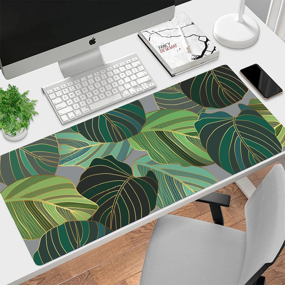 Tropical Plants Print Table Mat Laptop Gamer Mousepad Gaming Mouse Pad Large Mouse Mat Locking Edge Keyboard Deak Mat For Dota