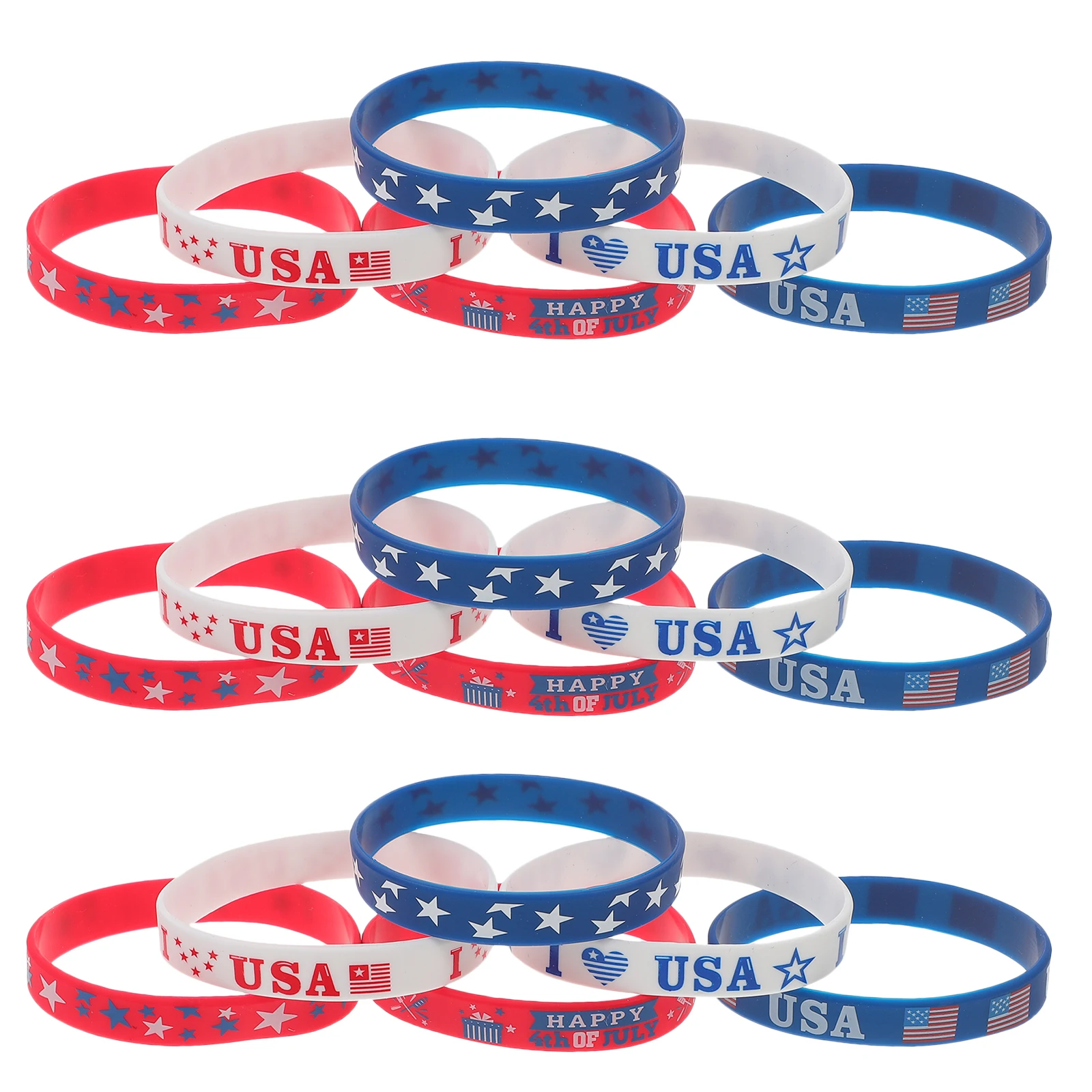 

36 Pcs Patriotic Silicone Bracelets Soft Comfortable Independence Day Party Accessories Wristbands Jewelry Event Favor