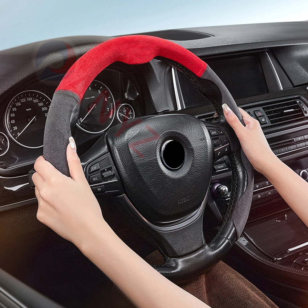 For Chevrolet Car Steering Wheel Covers Suede Leather Auto Parts Fit Cruze Captiva Lacetti Aveo Niva Spark Sonic Trax Camaro