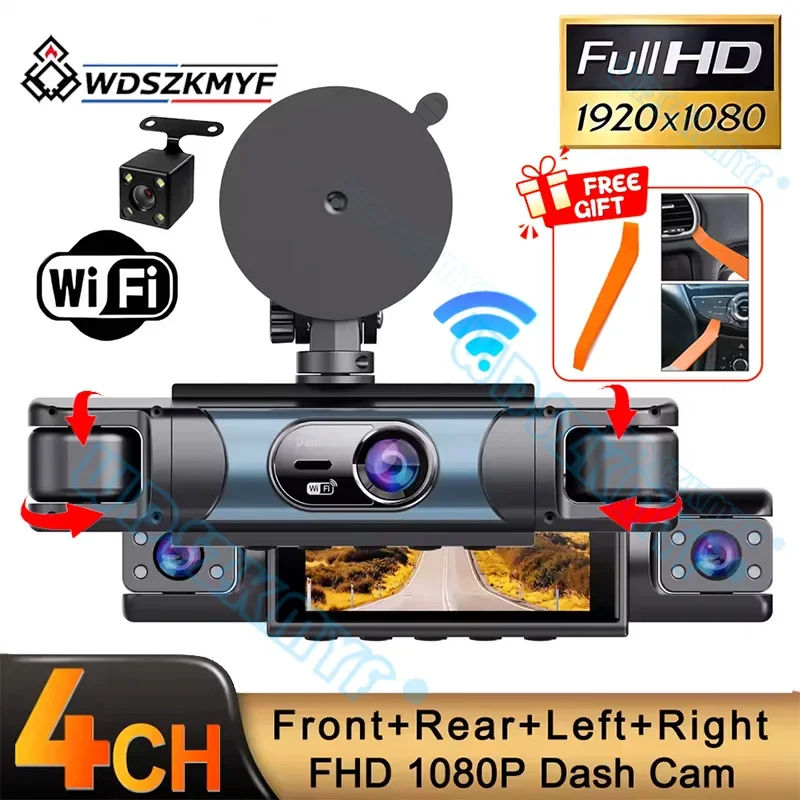 New WIFI 3/4Channel 360 Degree Car Dvr 1080P Video Recorder WiFi APP Dashcam 24h Parking Monitor Rear View Camera Car Recorder