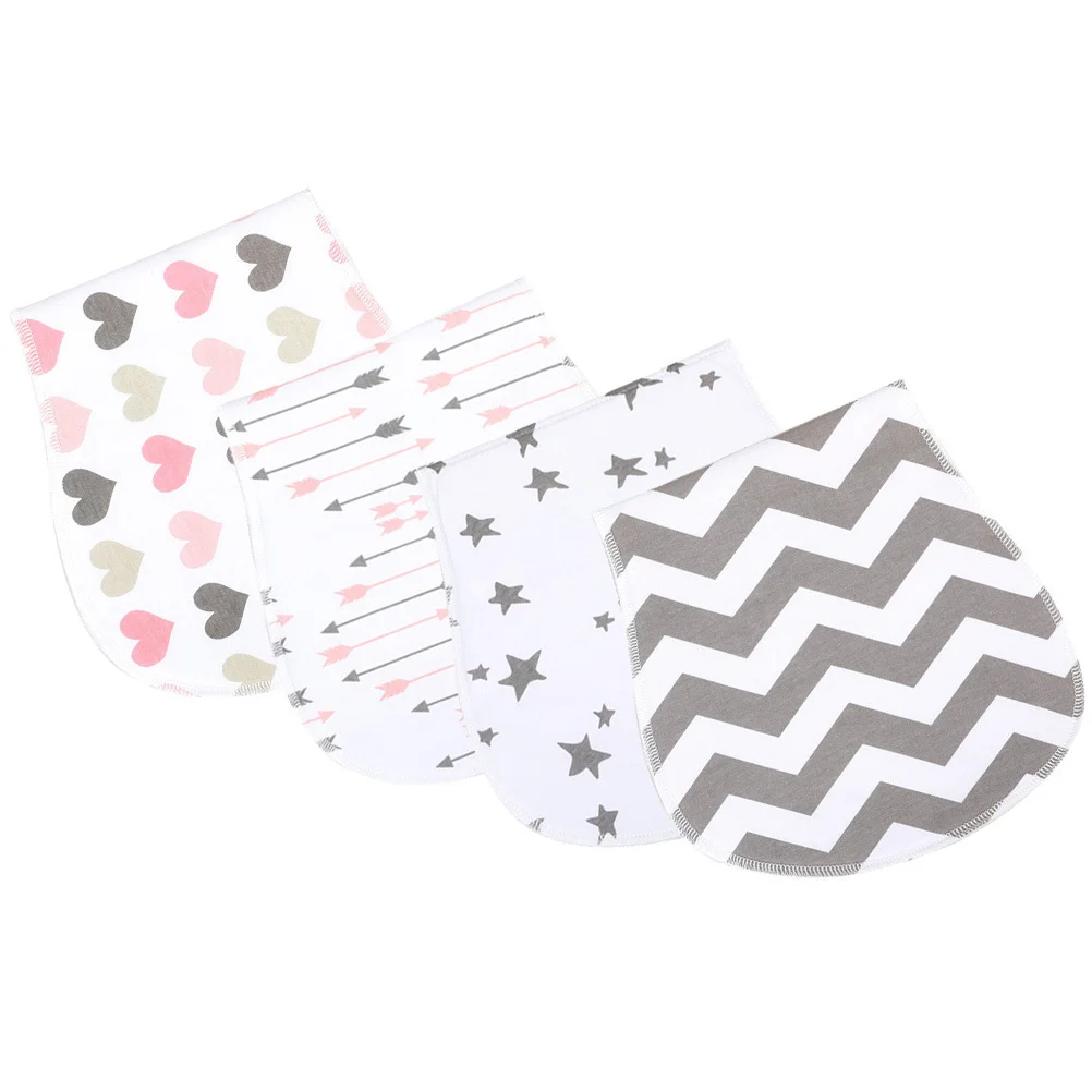 

4 pcs Baby Burp Cloths Cotton Sweat Absorbent Towel For Newborn Drool Bibs Nursing Pad Infant Teething Wipes Printing Back Towel