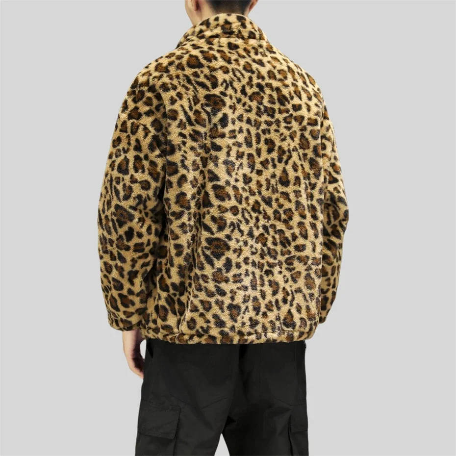 Leopard Print Thick Jackets Mens Streetwear Hip Hop Y2k Hooded Coats Men Harajuku Vintage Loose Casual Autumn Winter Jackets