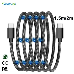 1.5M/2M wsysanie magnetyczne Anti Winding USB C do USB typu C PD 100W kabel do szybkiego ładowania QC przewód 4.0 dla iPhone 15 MacBook Lightnin