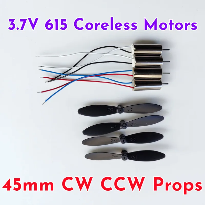 4pcs 45mm Propellers 4pcs 615 Motors Props Coreless CW CCW Motor DIY Tiny Whoop Blade Inductrix Indoor FPV Drone Spare Parts