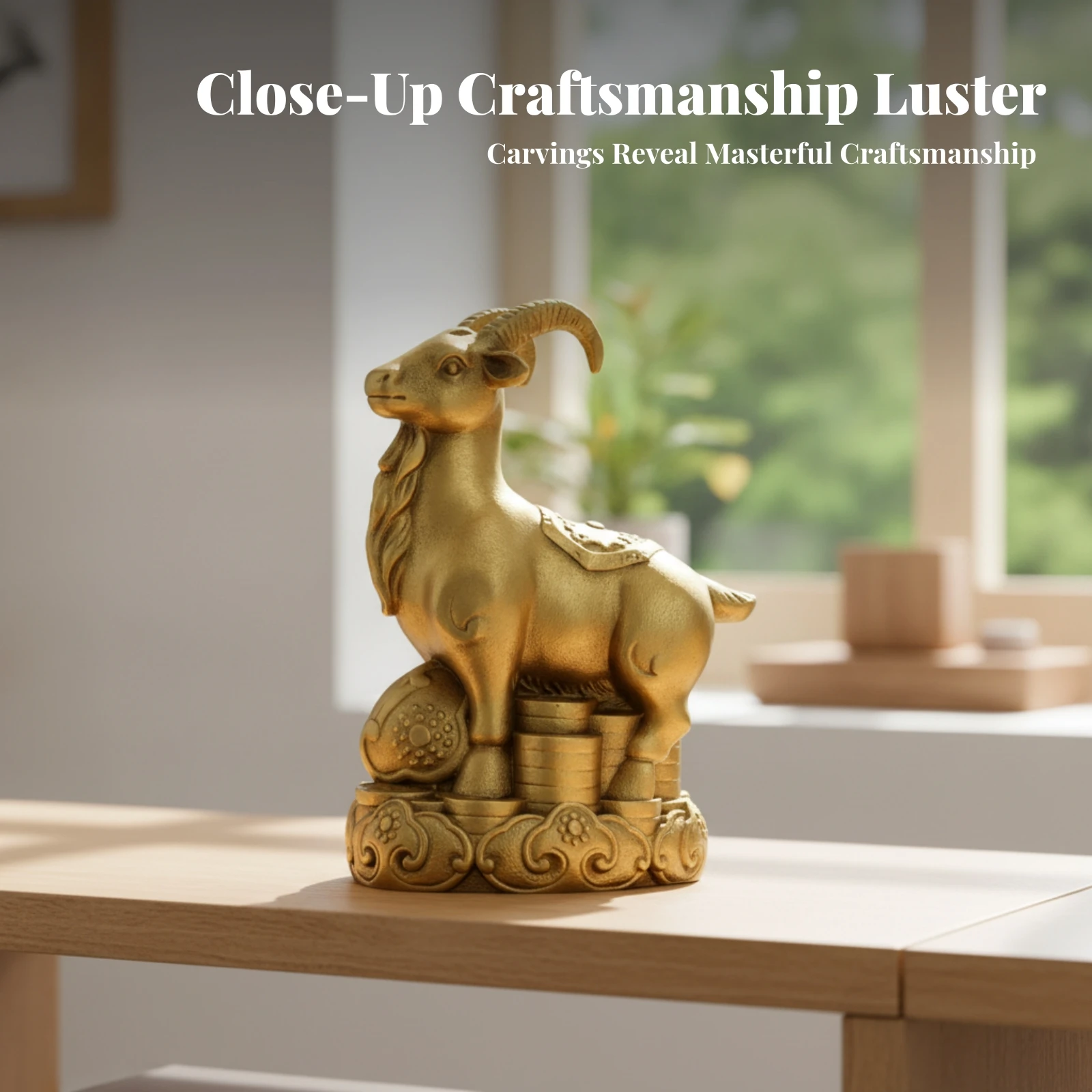 Brass Astrological Figurine Ornate Base Chinese Brass Figurine Astrological Animal Statue Sculpted Texture Home Decor Decorative