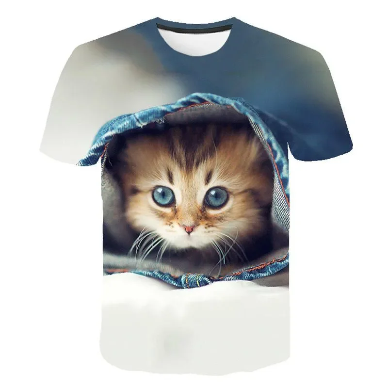 Fashion men\'s and women\'s T-shirt 3d cat print shirt men\'s and women\'s short-sleeved tops XXS-6XL2024 summer new style