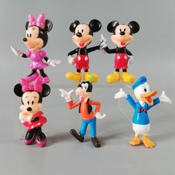 Figuras de acción de Disney para niños, juguetes de PVC de 6 piezas, con diseño de Mickey Mouse, Goofy, Pato Donald, accesorios para Tartas, regalo de cumpleaños