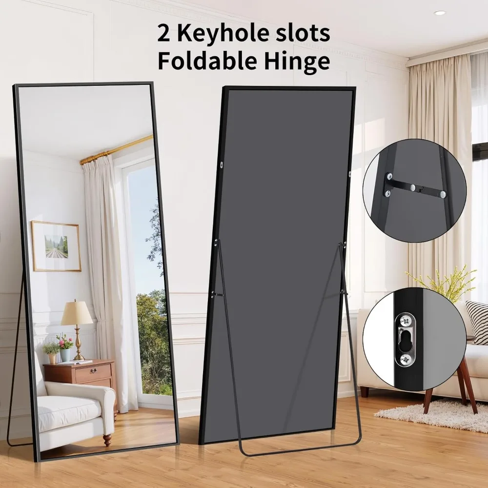 アルミフレーム付き全身鏡 - 家庭装飾と壁掛け用大型フロアミラー