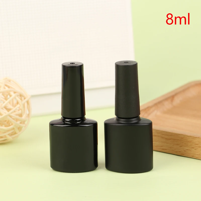 8Ml Nagelgel Fles Lege Nagellak Fles Zwarte Uv Navulbare Flessen Met Borstel Voor Reis Draagbare Cosmetische Containers