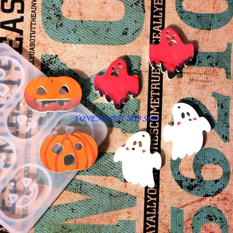 

F42F Хэллоуин Тыква Призрак серьги падение клей плесень кулон украшения силиконовые формы аксессуары для ушей создатель