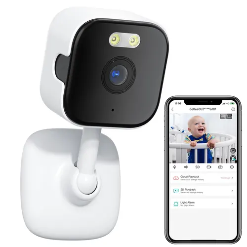 Mini cámara IP WiFi de 5MP, detección humana interior, vigilancia con Zoom 5X, Monitor de bebé CCTV PTZ con aplicación O-Kam pro, compatible con tarjeta SD
