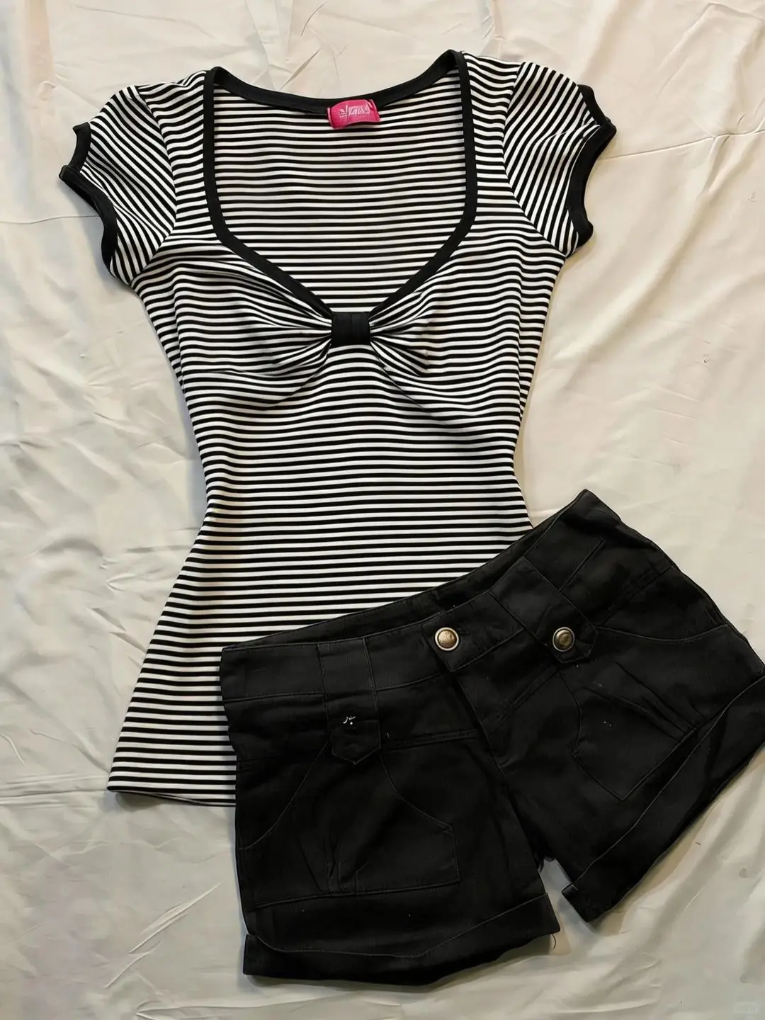 Vintage Strip T-shirt Y2k 2000s Goth Punk Streetwear Crop Top V-Neck Summer Woman Clothes Hot Girl Fashion Short Sleeve Emo Tees