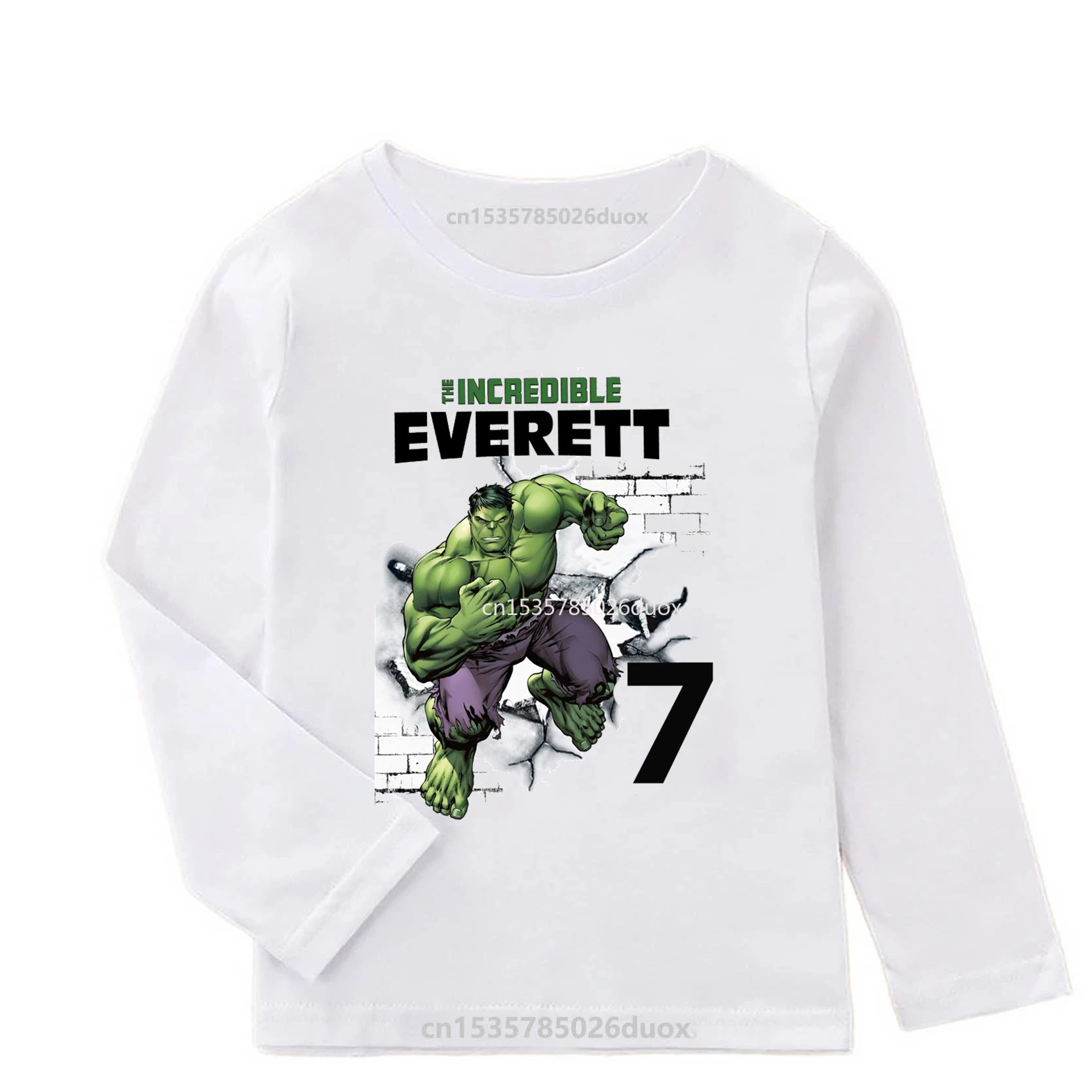 New Spring Autumn 2024 MARVEL The Hulk Birthday Long Sleeve T-Shirt 3 4 5 6 7 8 9 Spiderman Customized Name Birthday Kid Clothes