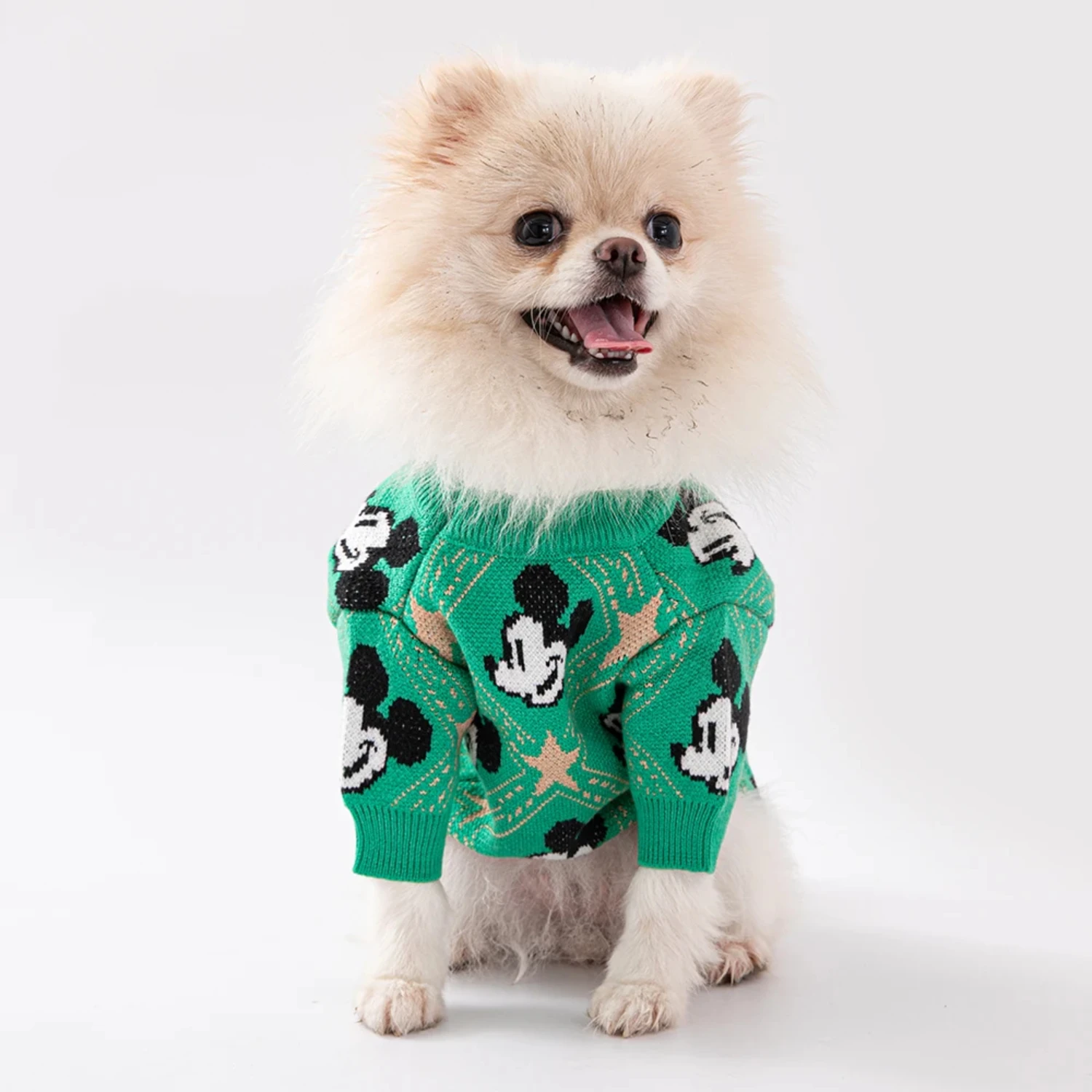 Thickened, Fashionable, and Stylish Green, Grey, and Red Cotton Dog Sweater for 2022 - Warm Pet Pullover Coat with Cute Mouse Cl