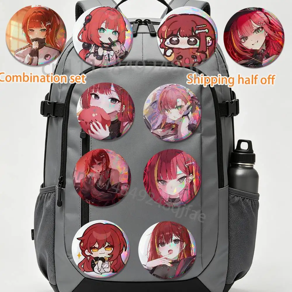 Red hair A-Akane Lize 2 piece set Badges On Backpack Jacket Cartoon Round Brooches Acrylic Button Pins Collection Gifts