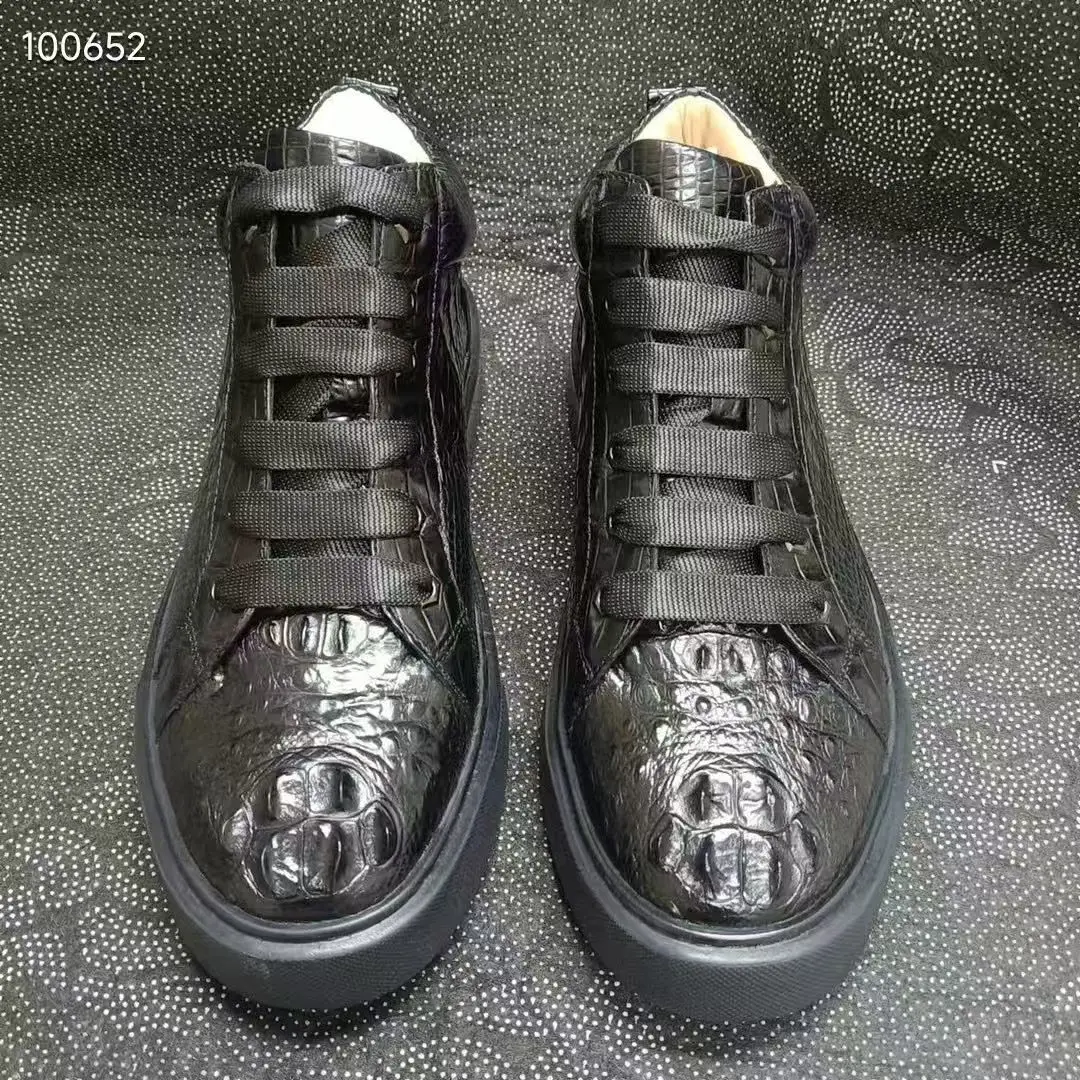 2026 New Genuine Crocodile Skin Men's Winter Boots Shoes Cow Skin Lining Alligator Skin Leisure Sneaker